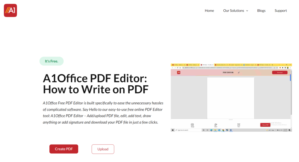 A1Office online pdf editor can help to resolve the query of how to write on a pdf